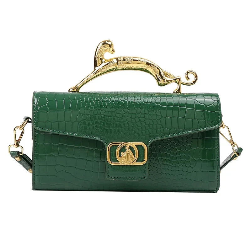 Oblique Bag Leather Bag Metal Buckle