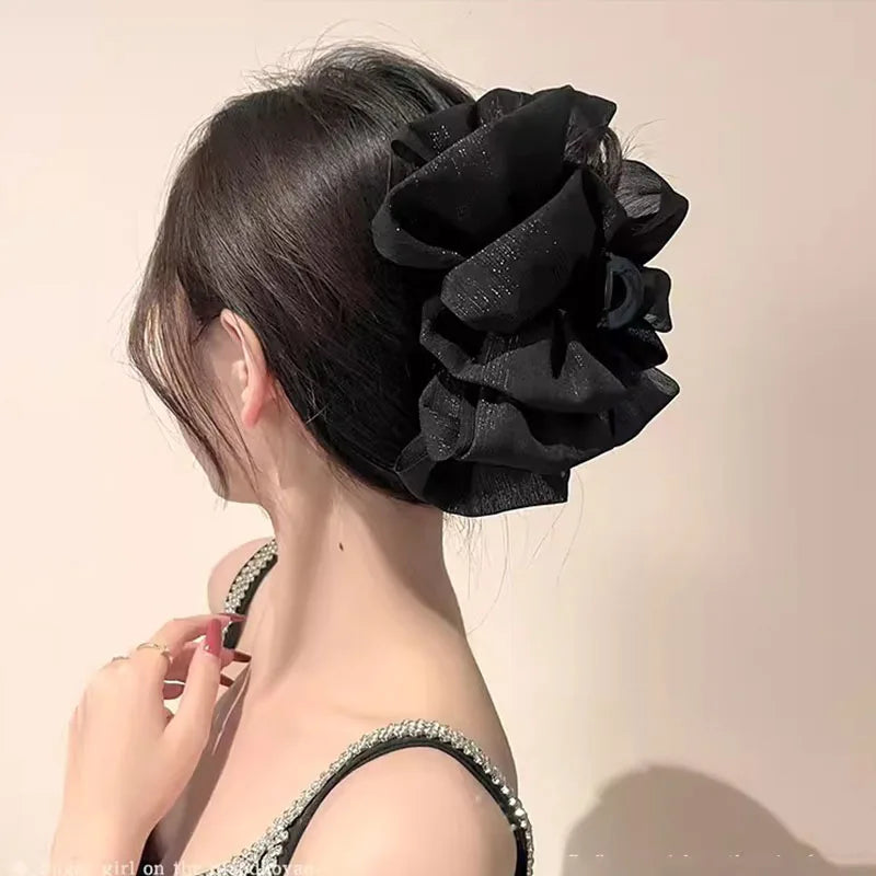 Three Layers Large Chiffon Bow Hair Claw Clip