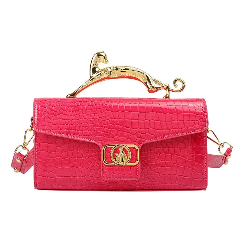 Oblique Bag Leather Bag Metal Buckle