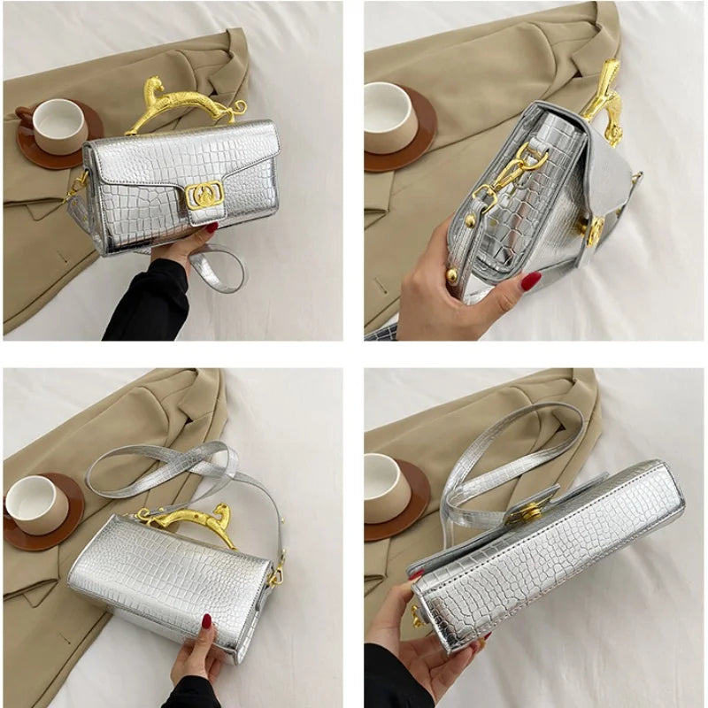 Oblique Bag Leather Bag Metal Buckle