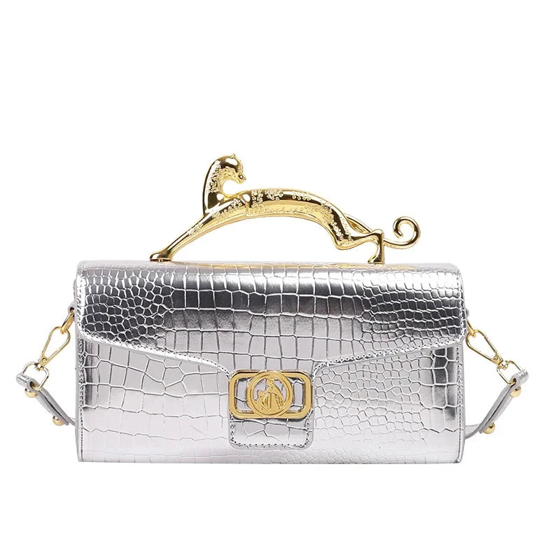 Oblique Bag Leather Bag Metal Buckle