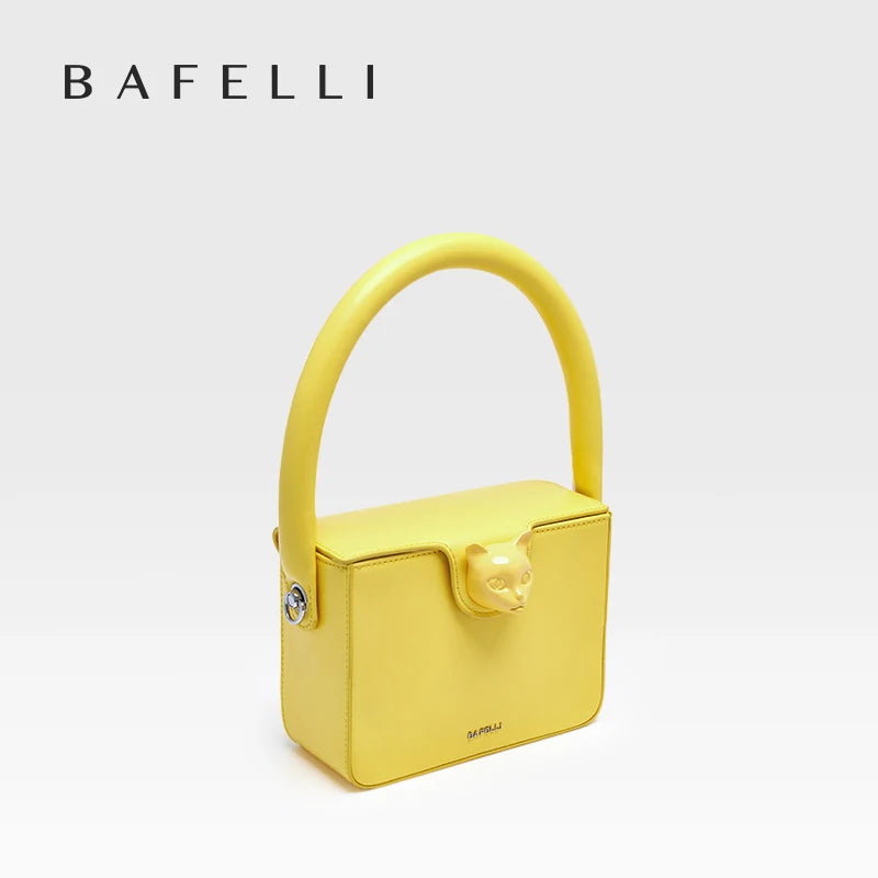 BAFELLI CAT - BOXY LUXURY GENUINE LEATHER FLAP PURSE BAG