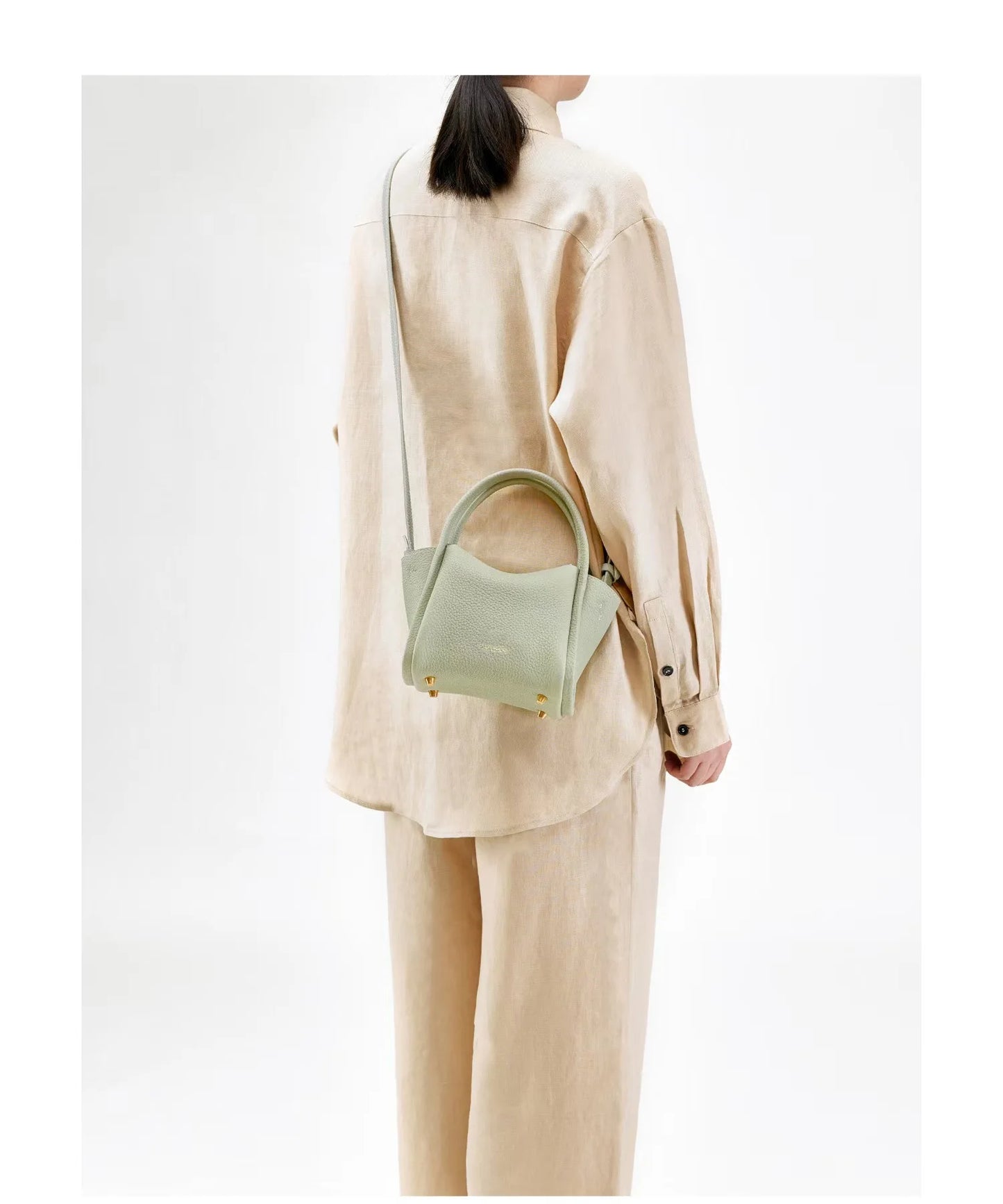 Mini Saddle Basket Bag with Genuine Leather