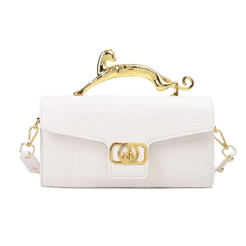 Oblique Bag Leather Bag Metal Buckle