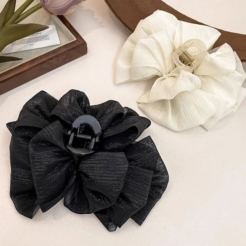 Three Layers Large Chiffon Bow Hair Claw Clip