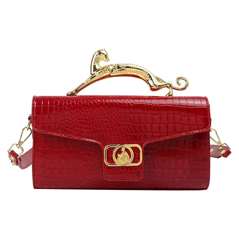 Oblique Bag Leather Bag Metal Buckle