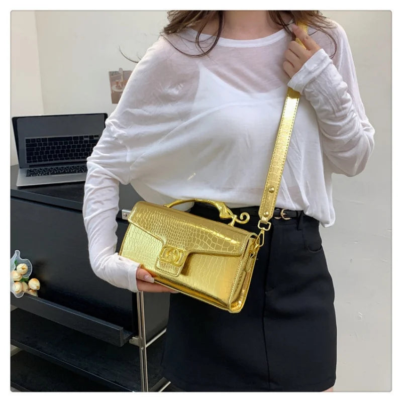 Oblique Bag Leather Bag Metal Buckle
