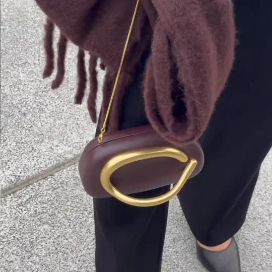 Gold metal Box Clutch Bag