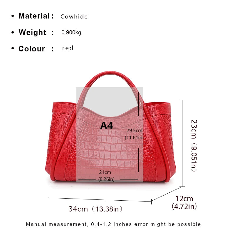 Crocodile pattern cowhide mother handbag mother