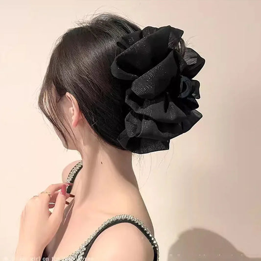 Three Layers Large Chiffon Bow Hair Claw Clip