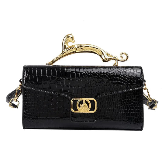Oblique Bag Leather Bag Metal Buckle