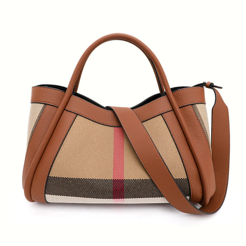 Large Capacity Canvas with Cowhide. Mother tote bag