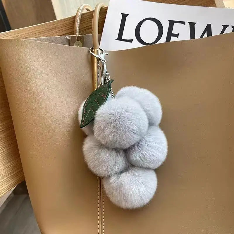 Grape Fluffy Pompoms Keychain