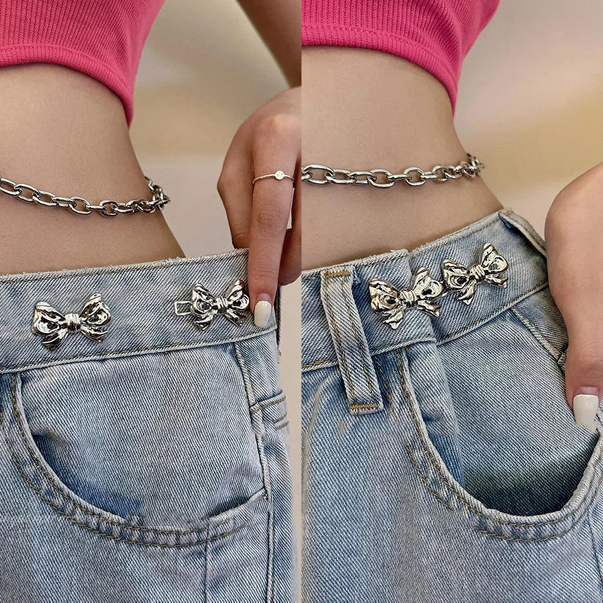 Waist Buckle - Bowknot Button Adjuster for Pants and Skirts