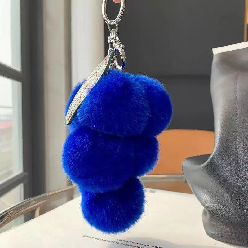 Grape Fluffy Pompoms Keychain
