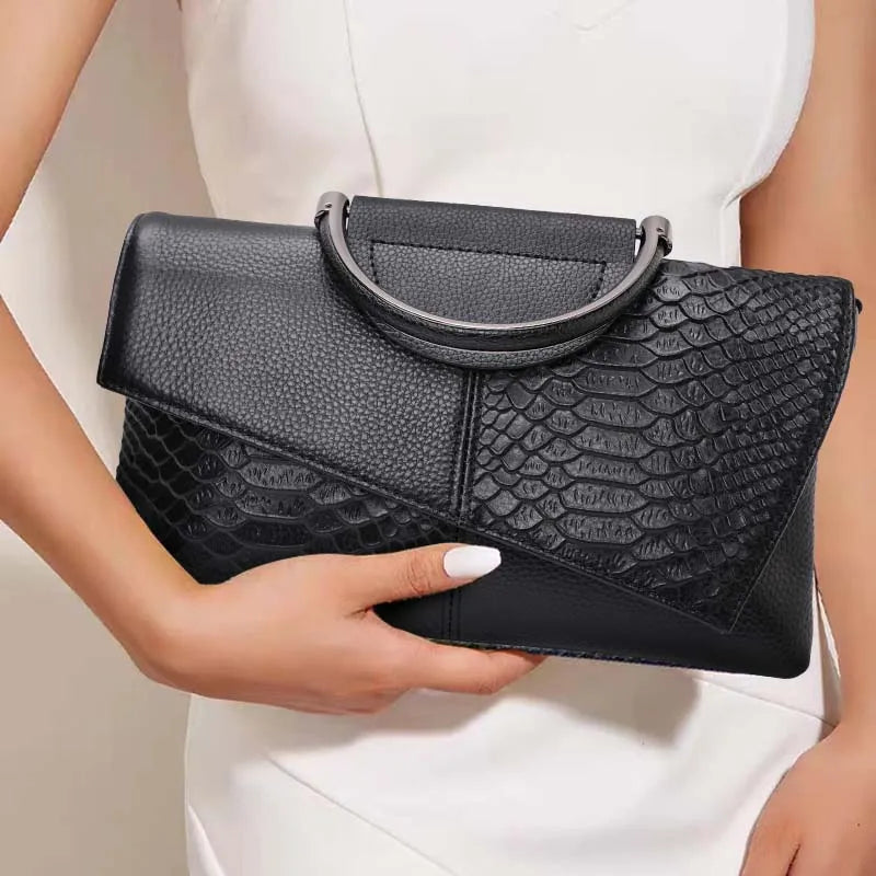 Snake Pattern Printed Handbag with Luxury and Multi functional Leather Wallet