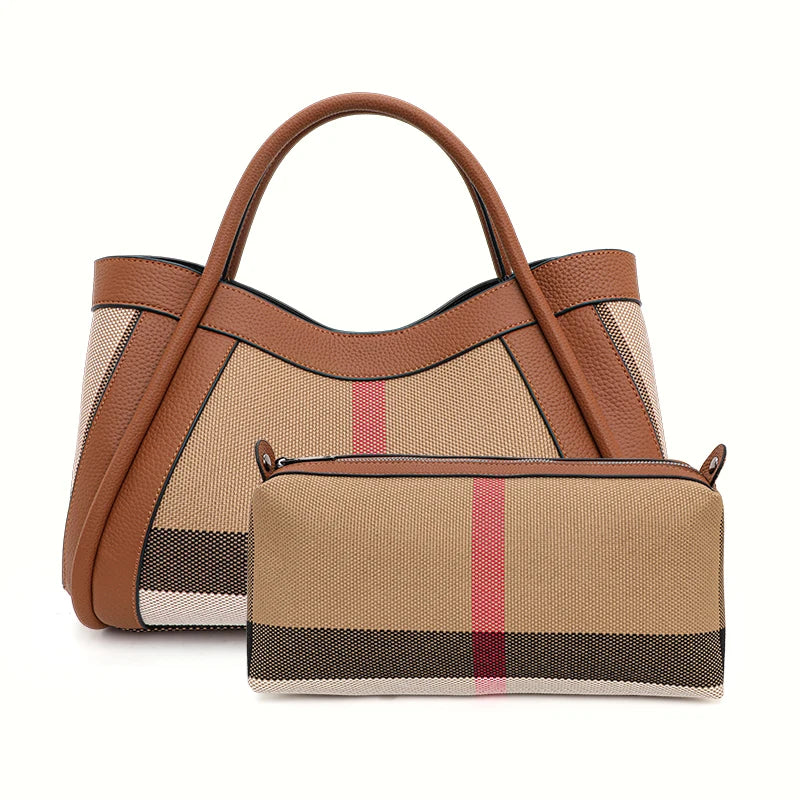 Large Capacity Canvas with Cowhide. Mother tote bag