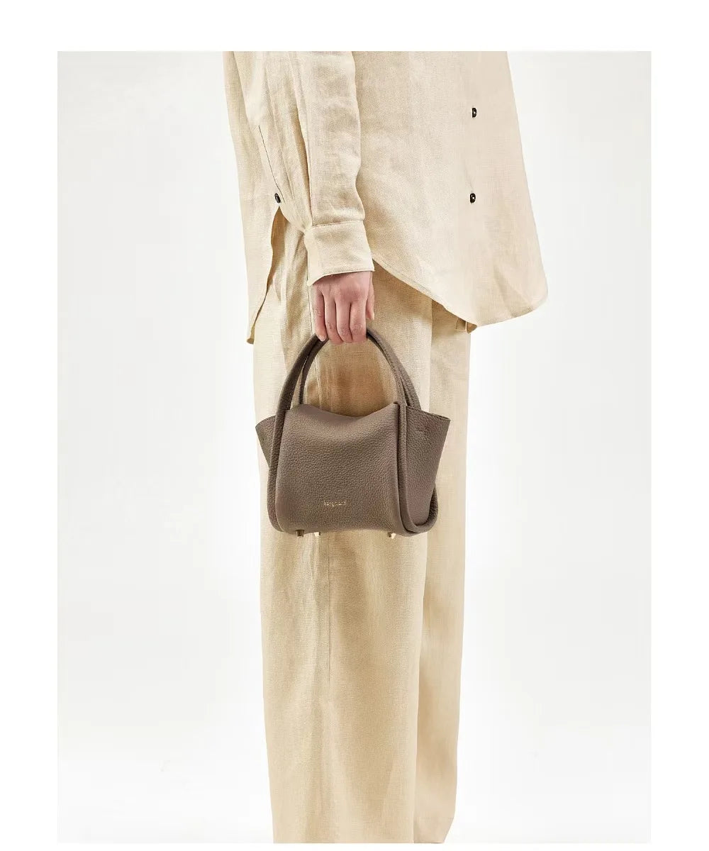Mini Saddle Basket Bag with Genuine Leather