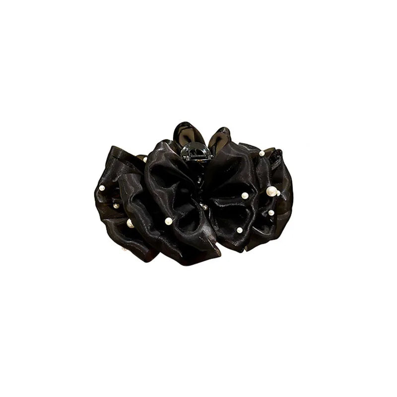 Sweet Pearls Big Bow Hair Claw Clips