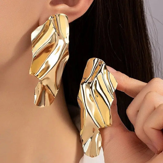 Big Twisted Metal Dangle Earrings