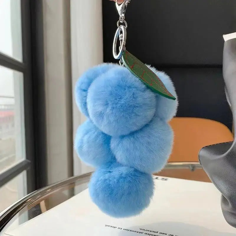 Grape Fluffy Pompoms Keychain