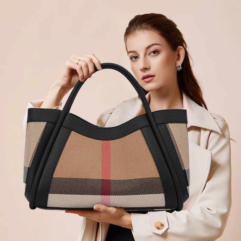 Genuine, Cowhide, Leather Large-Capacity Mother-In-Law Bag