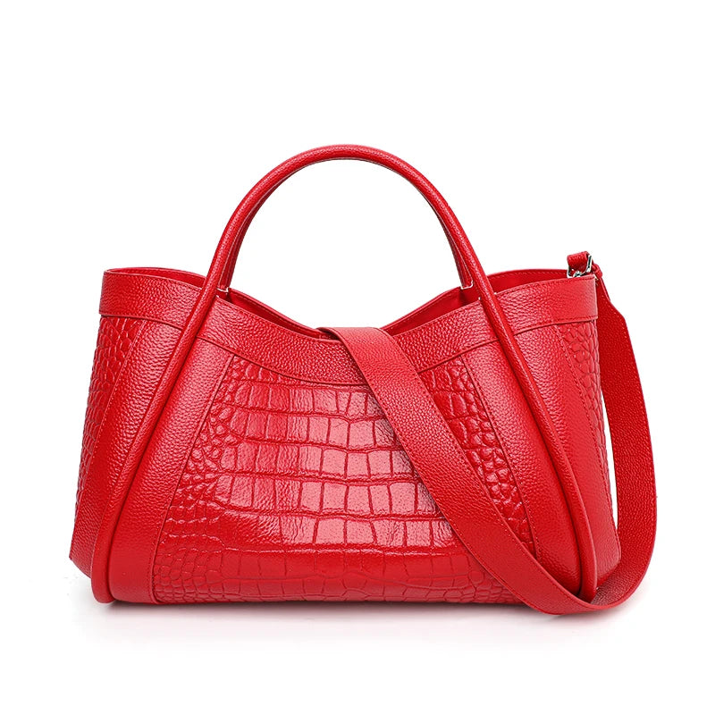 Crocodile pattern cowhide mother handbag mother