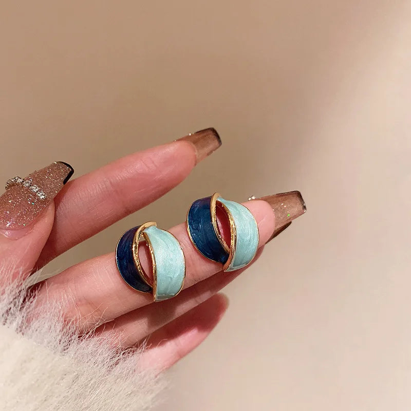 Double Arc Cross Enamel Stud Earring