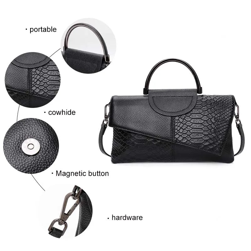 Snake Pattern Printed Handbag with Luxury and Multi functional Leather Wallet