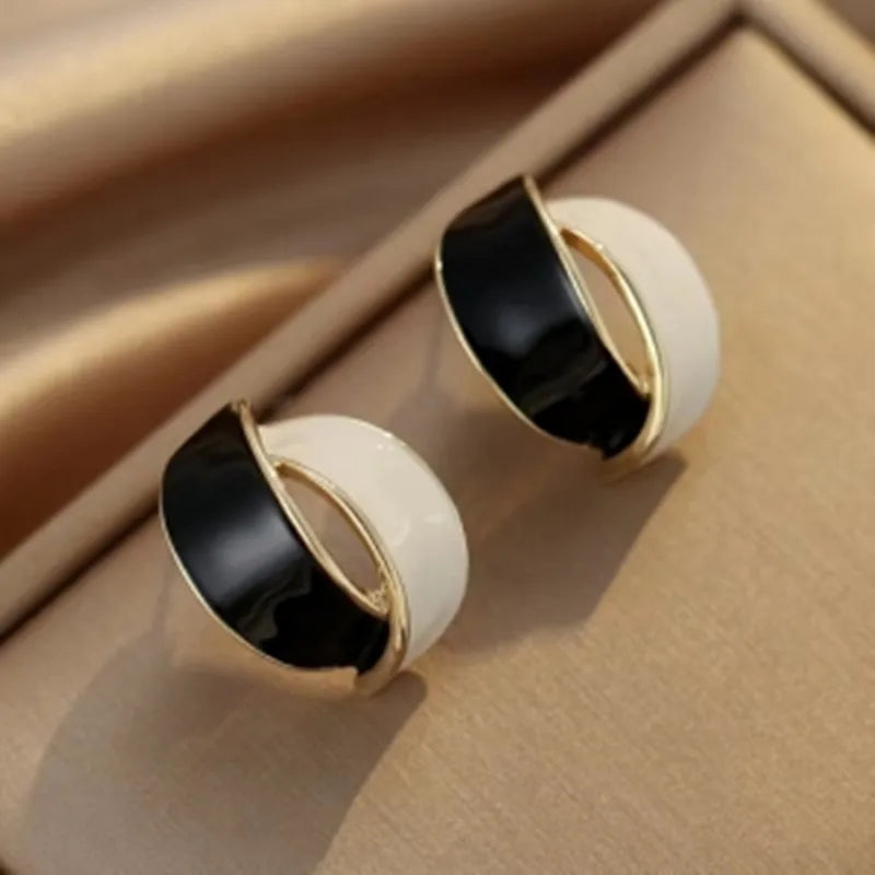 Double Arc Cross Enamel Stud Earring