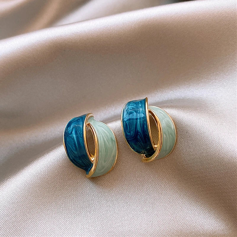 Double Arc Cross Enamel Stud Earring