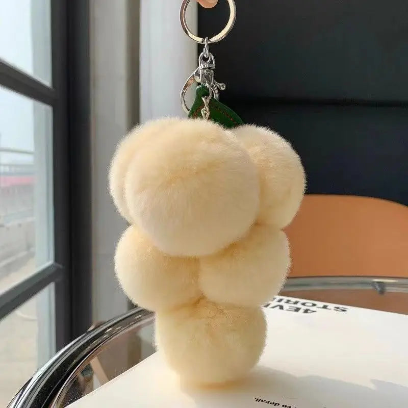 Grape Fluffy Pompoms Keychain