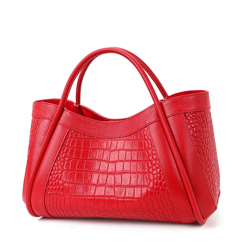 Crocodile pattern cowhide mother handbag mother