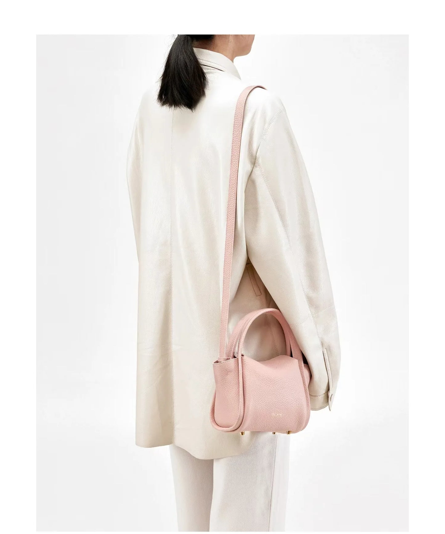 Mini Saddle Basket Bag with Genuine Leather