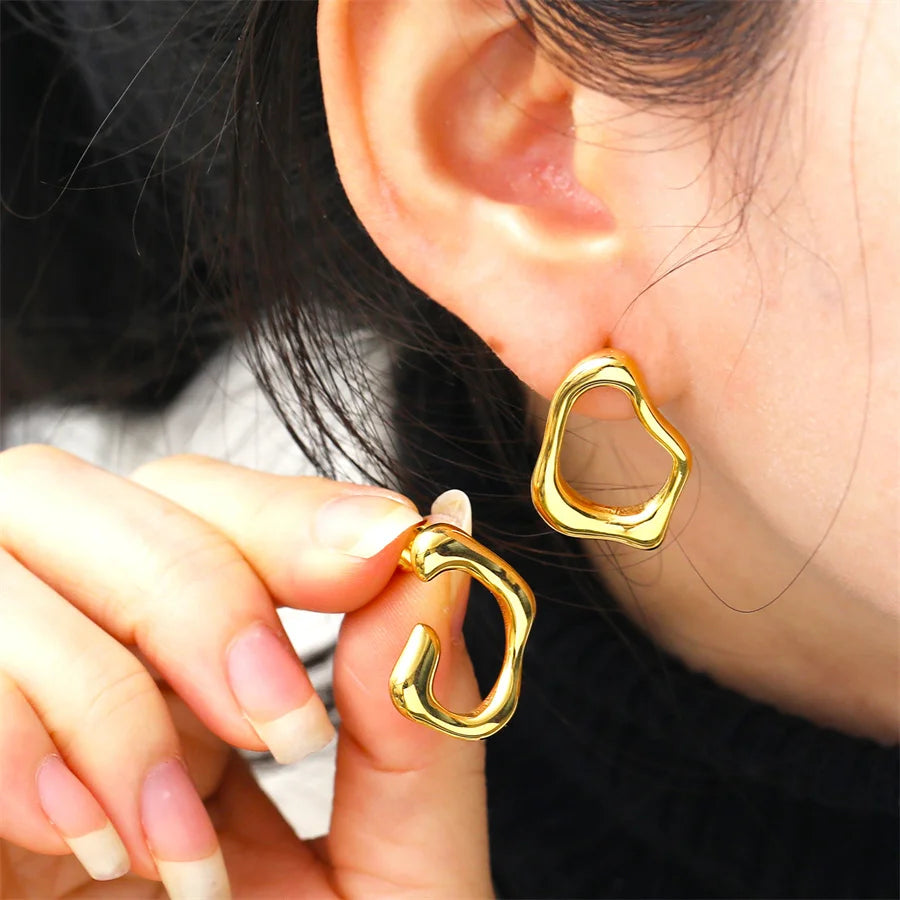 Metal Geometry Stud Earring