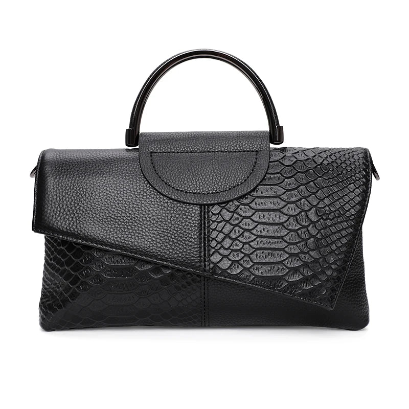 Snake Pattern Printed Handbag with Luxury and Multi functional Leather Wallet