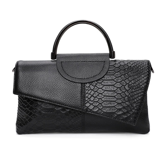 Snake Pattern Printed Handbag with Luxury and Multi functional Leather Wallet