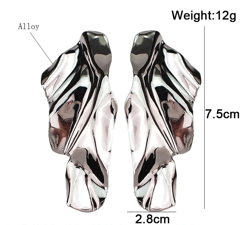 Big Twisted Metal Dangle Earrings