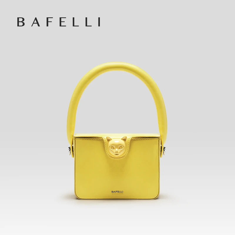 BAFELLI CAT - BOXY LUXURY GENUINE LEATHER FLAP PURSE BAG