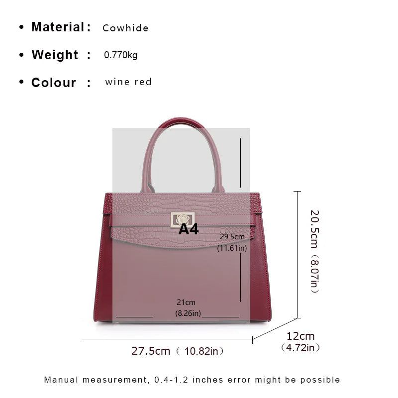 Cowhide Square Bag. Simple and Elegant Bag