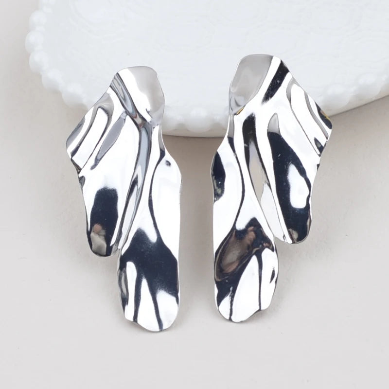 Big Twisted Metal Dangle Earrings